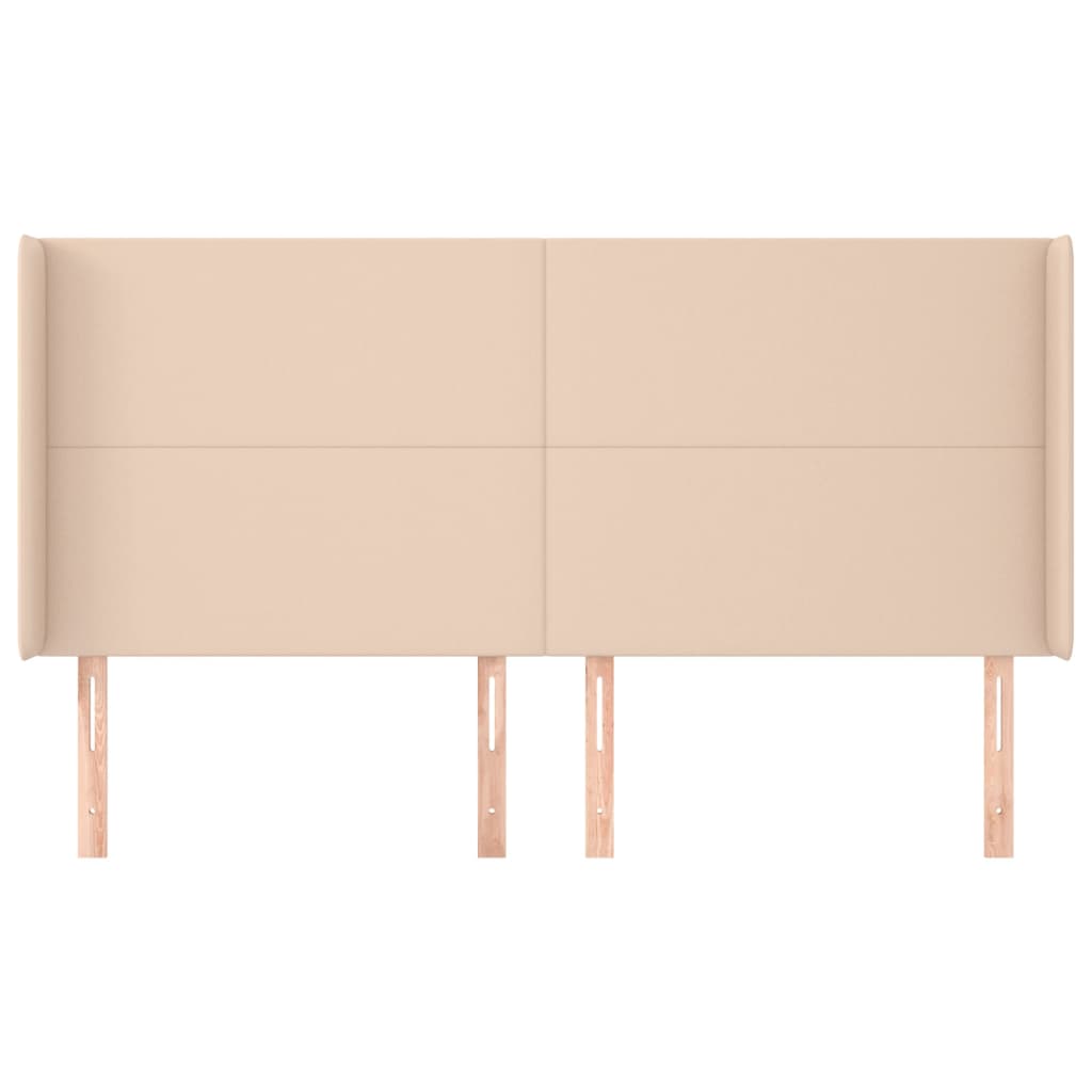 sengegavl med kanter 183x16x118/128 cm kunstlæder cappuccino