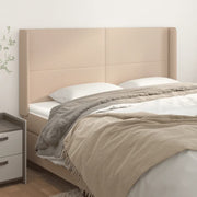 sengegavl med kanter 183x16x118/128 cm kunstlæder cappuccino