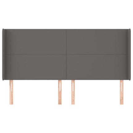 sengegavl med kanter 203x16x118/128 cm kunstlæder grå