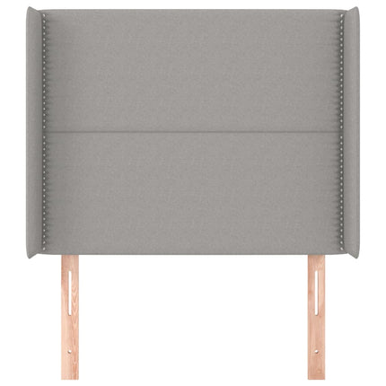 sengegavl med kanter 93x16x118/128 cm stof lysegrå