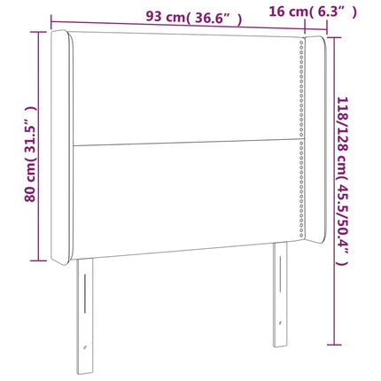 sengegavl med kanter 93x16x118/128 cm stof lysegrå