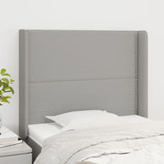 sengegavl med kanter 93x16x118/128 cm stof lysegrå