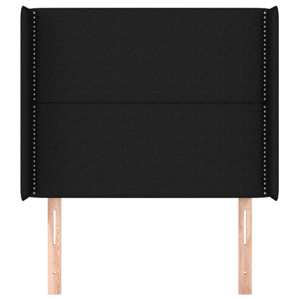 sengegavl med kanter 93x16x118/128 cm stof sort