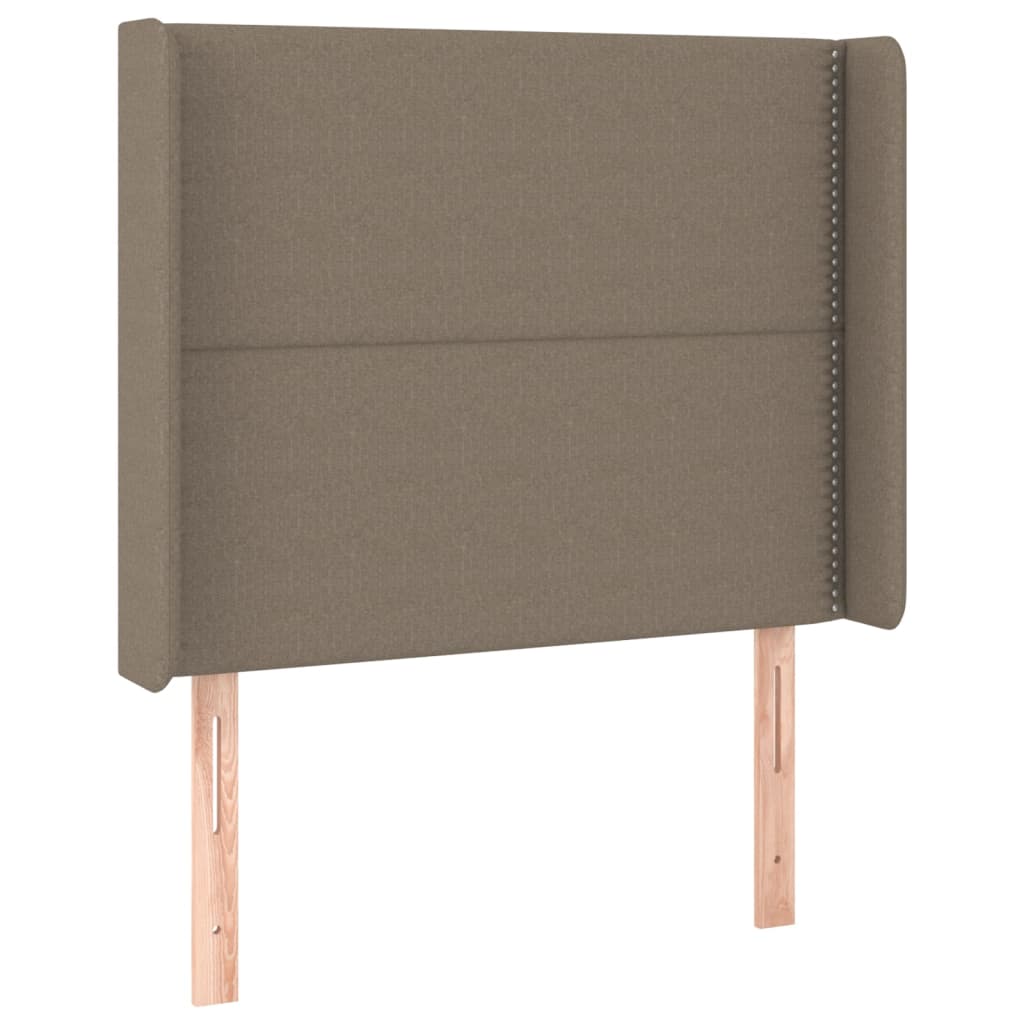 sengegavl med kanter 93x16x118/128 cm stof gråbrun