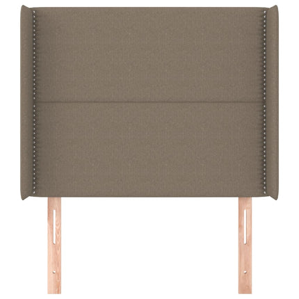 sengegavl med kanter 93x16x118/128 cm stof gråbrun