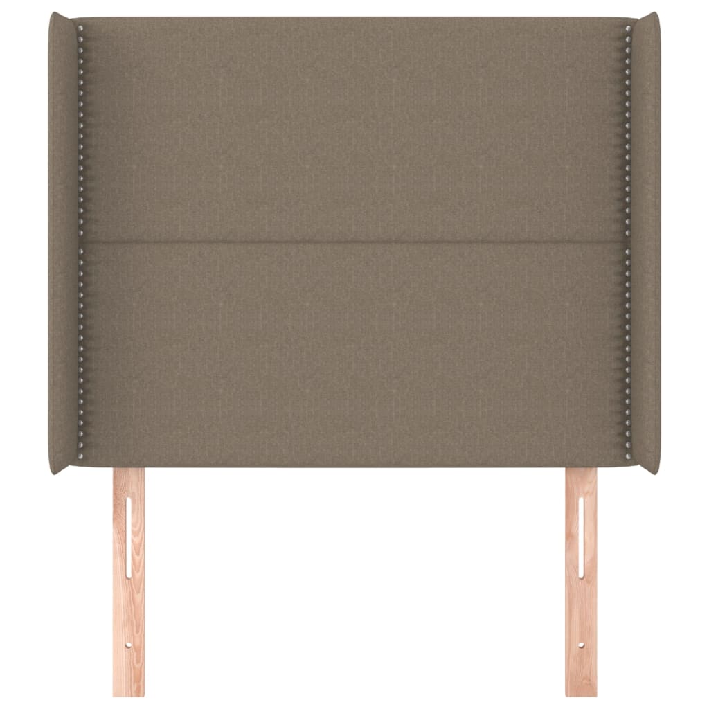 sengegavl med kanter 93x16x118/128 cm stof gråbrun