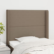 sengegavl med kanter 93x16x118/128 cm stof gråbrun
