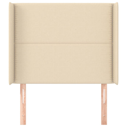 sengegavl med kanter 93x16x118/128 cm stof cremefarvet