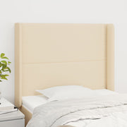 sengegavl med kanter 93x16x118/128 cm stof cremefarvet