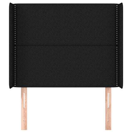 sengegavl med kanter 103x16x118/128 cm stof sort
