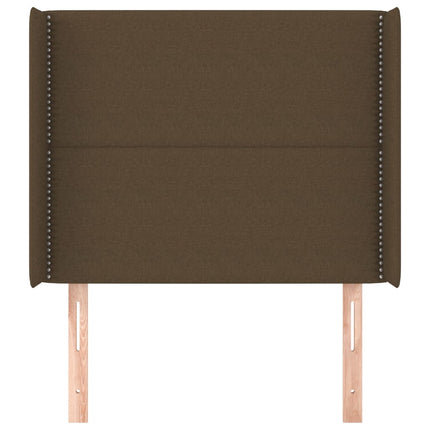 sengegavl med kanter 103x16x118/128 cm stof mørkebrun