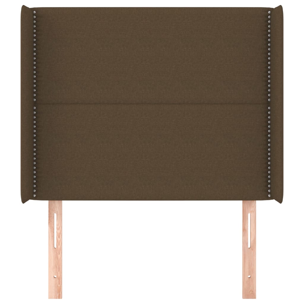 sengegavl med kanter 103x16x118/128 cm stof mørkebrun