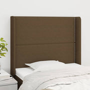 sengegavl med kanter 103x16x118/128 cm stof mørkebrun