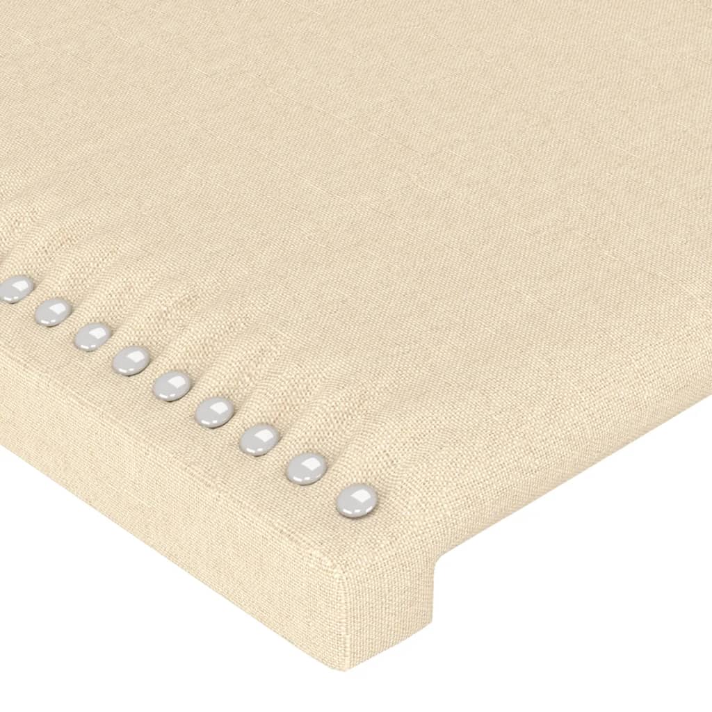 sengegavl med kanter 103x16x118/128 cm stof cremefarvet