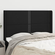 sengegavl med kanter 147x16x118/128 cm stof sort
