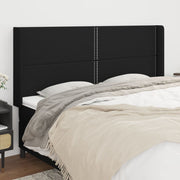 sengegavl med kanter 163x16x118/128 cm stof sort