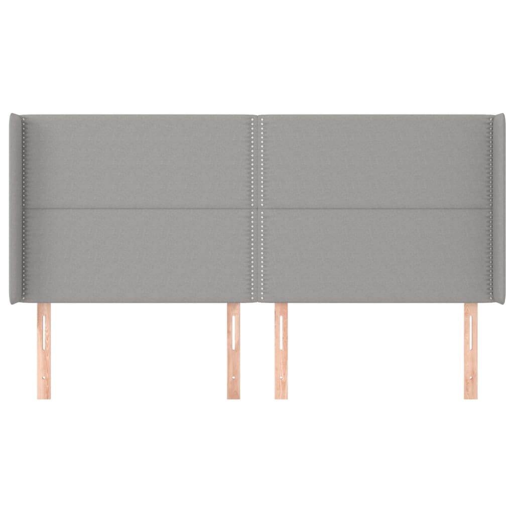 sengegavl med kanter 183x16x118/128 cm stof lysegrå