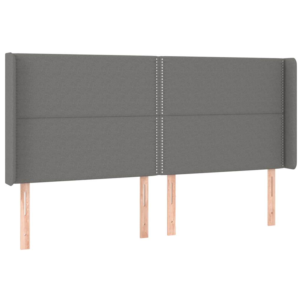 sengegavl med kanter 183x16x118/128 cm stof mørkegrå