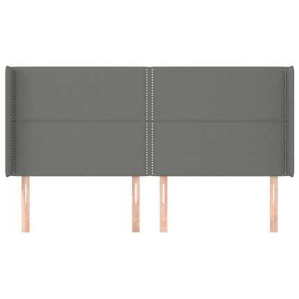 sengegavl med kanter 183x16x118/128 cm stof mørkegrå