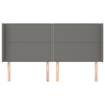 sengegavl med kanter 203x16x118/128 cm stof mørkegrå