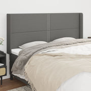 sengegavl med kanter 203x16x118/128 cm stof mørkegrå