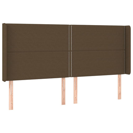 sengegavl med kanter 203x16x118/128 cm stof mørkebrun
