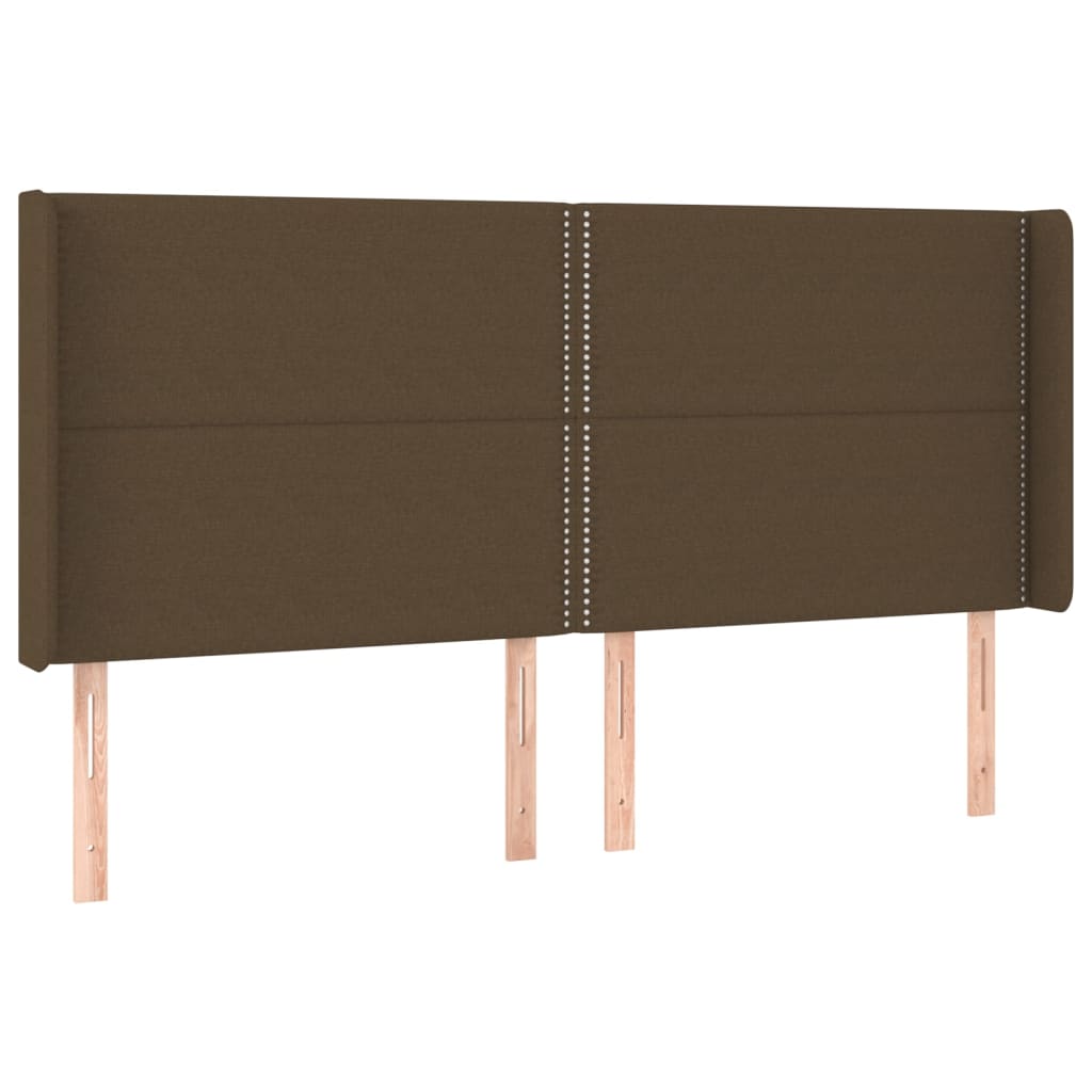 sengegavl med kanter 203x16x118/128 cm stof mørkebrun