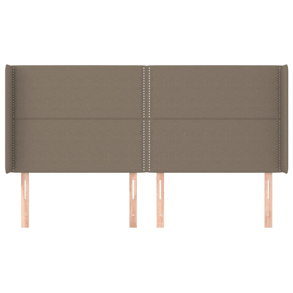 sengegavl med kanter 203x16x118/128 cm stof gråbrun