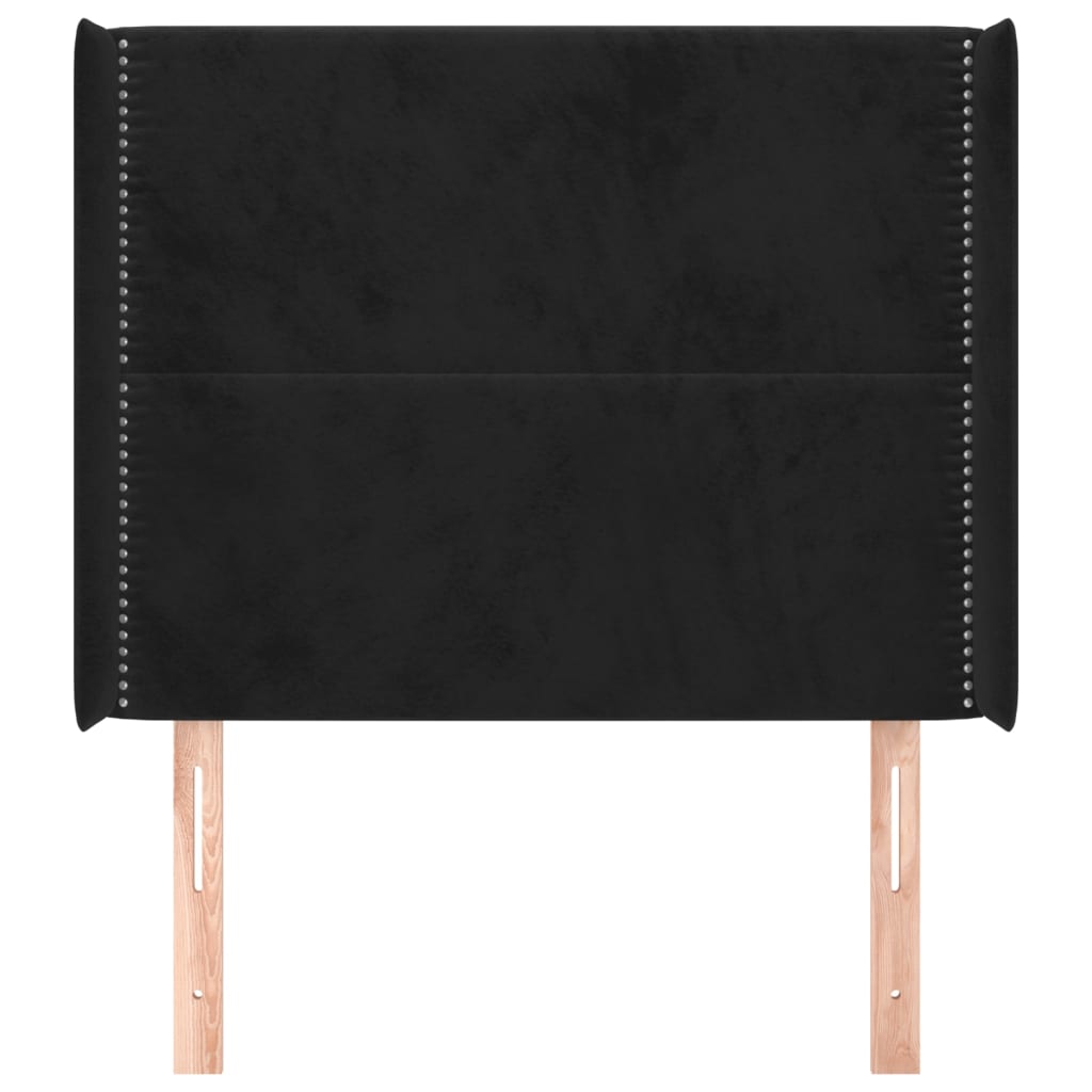 sengegavl med kanter 93x16x118/128 cm fløjl sort