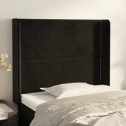 sengegavl med kanter 93x16x118/128 cm fløjl sort