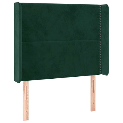 sengegavl med kanter 93x16x118/128 cm fløjl mørkegrøn