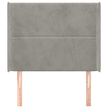 sengegavl med kanter 103x16x118/128 cm fløjl lysegrå