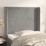 sengegavl med kanter 103x16x118/128 cm fløjl lysegrå