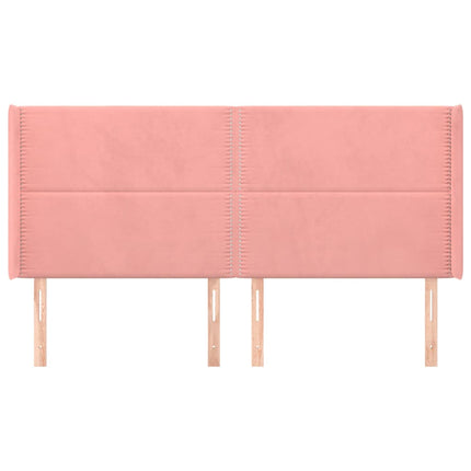 sengegavl med kanter 163x16x118/128 cm fløjl lyserød