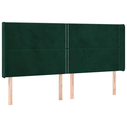 sengegavl med kanter 203x16x118/128 cm fløjl mørkegrøn