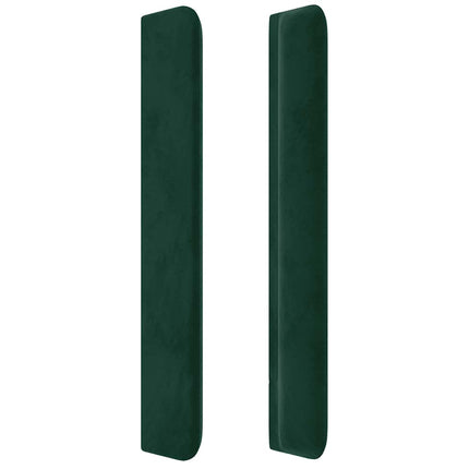 sengegavl med kanter 203x16x118/128 cm fløjl mørkegrøn