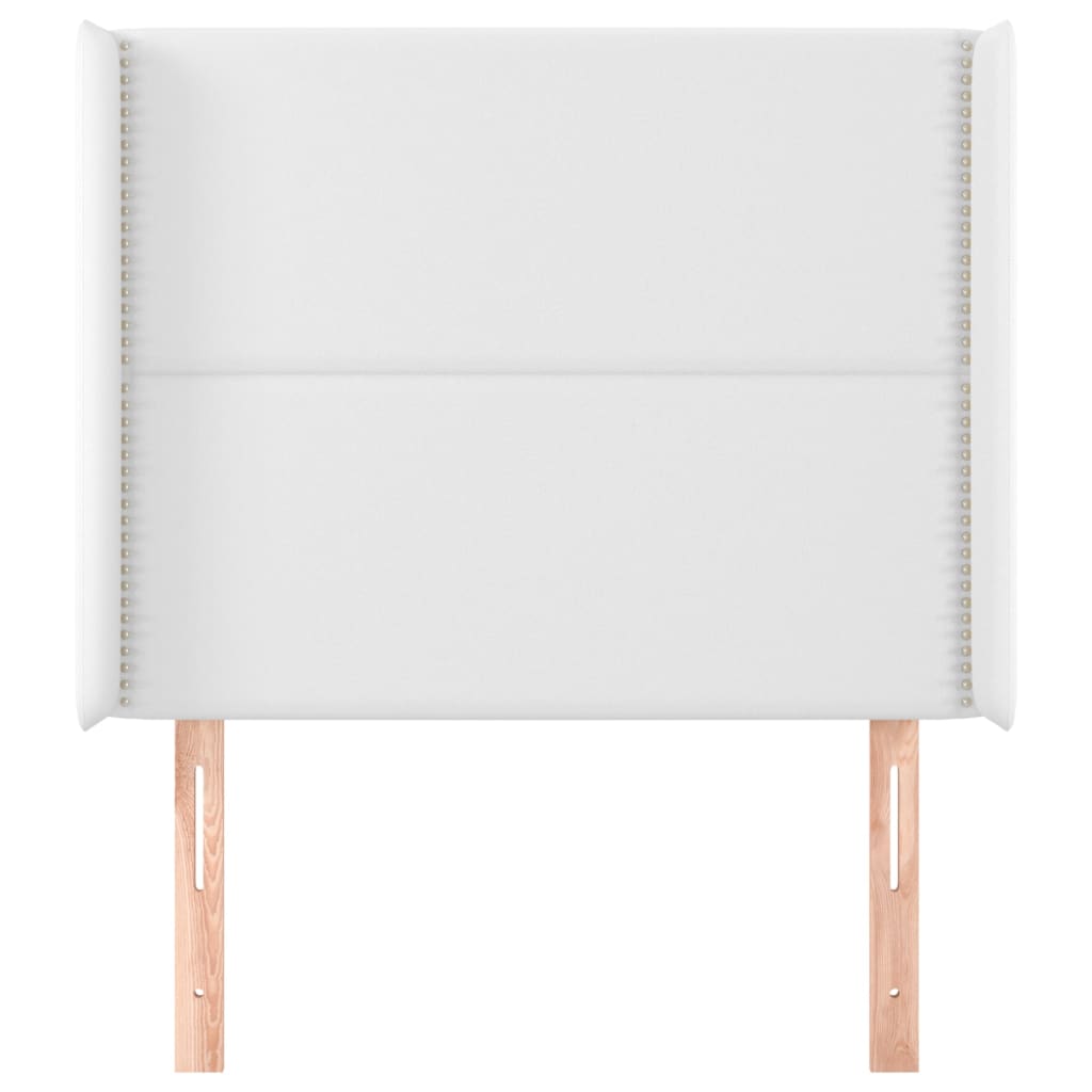 sengegavl med kanter 93x16x118/128 cm kunstlæder hvid