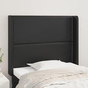 sengegavl med kanter 103x16x118/128 cm kunstlæder sort