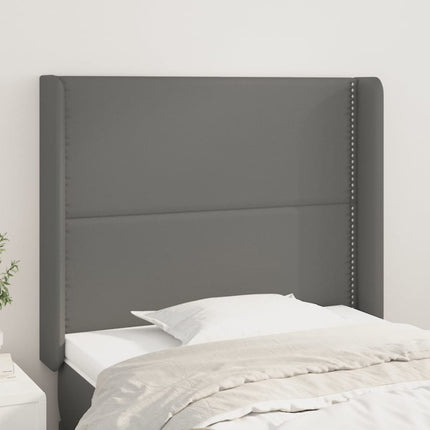 sengegavl med kanter 103x16x118/128 cm kunstlæder grå