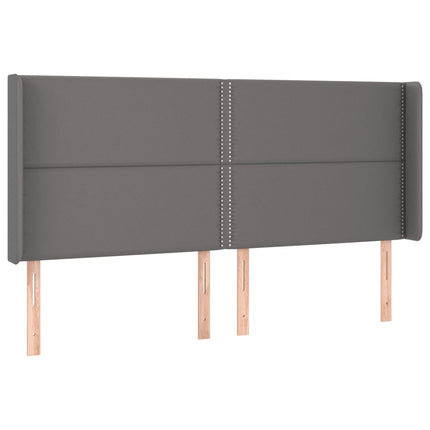 sengegavl med kanter 203x16x118/128 cm kunstlæder grå