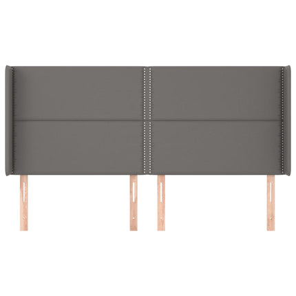 sengegavl med kanter 203x16x118/128 cm kunstlæder grå