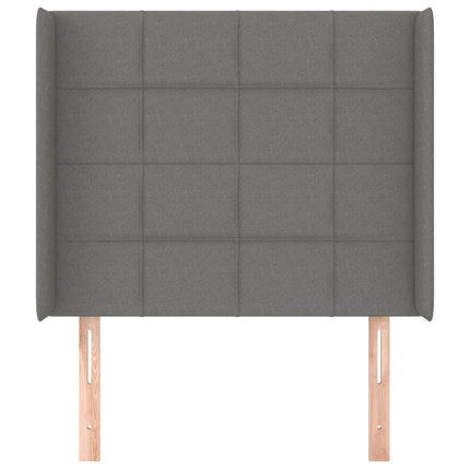 sengegavl med kanter 83x16x118/128 cm stof mørkegrå
