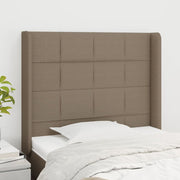 sengegavl med kanter 83x16x118/128 cm stof gråbrun