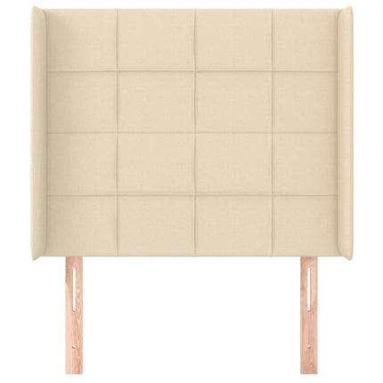 sengegavl med kanter 83x16x118/128 cm stof cremefarvet