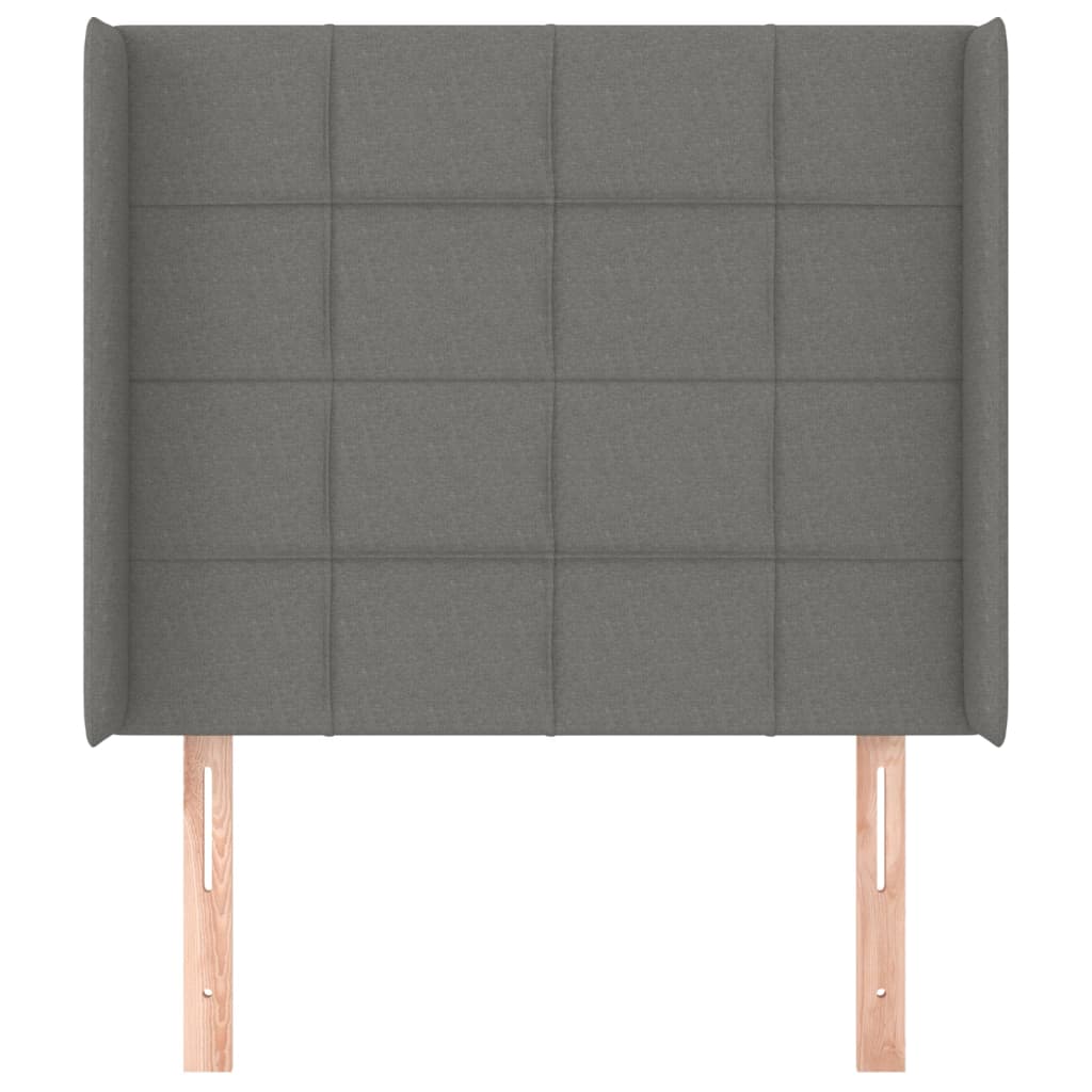 sengegavl med kanter 93x16x118/128 cm stof mørkegrå