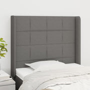 sengegavl med kanter 93x16x118/128 cm stof mørkegrå
