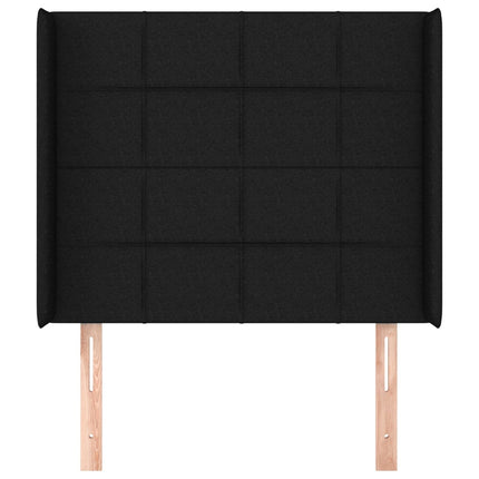 sengegavl med kanter 93x16x118/128 cm stof sort