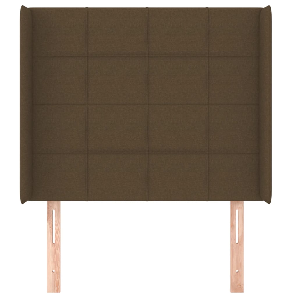 sengegavl med kanter 93x16x118/128 cm stof mørkebrun