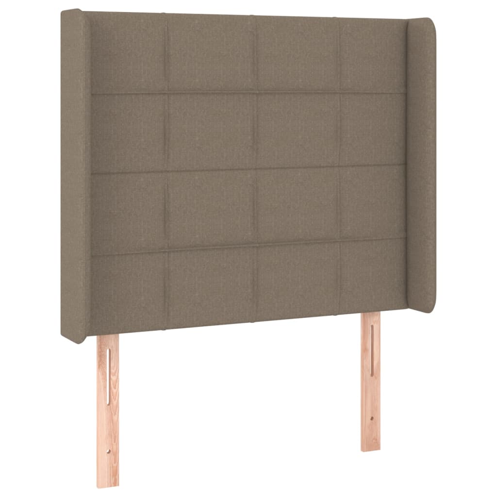 sengegavl med kanter 93x16x118/128 cm stof gråbrun