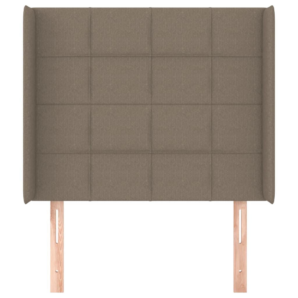 sengegavl med kanter 93x16x118/128 cm stof gråbrun